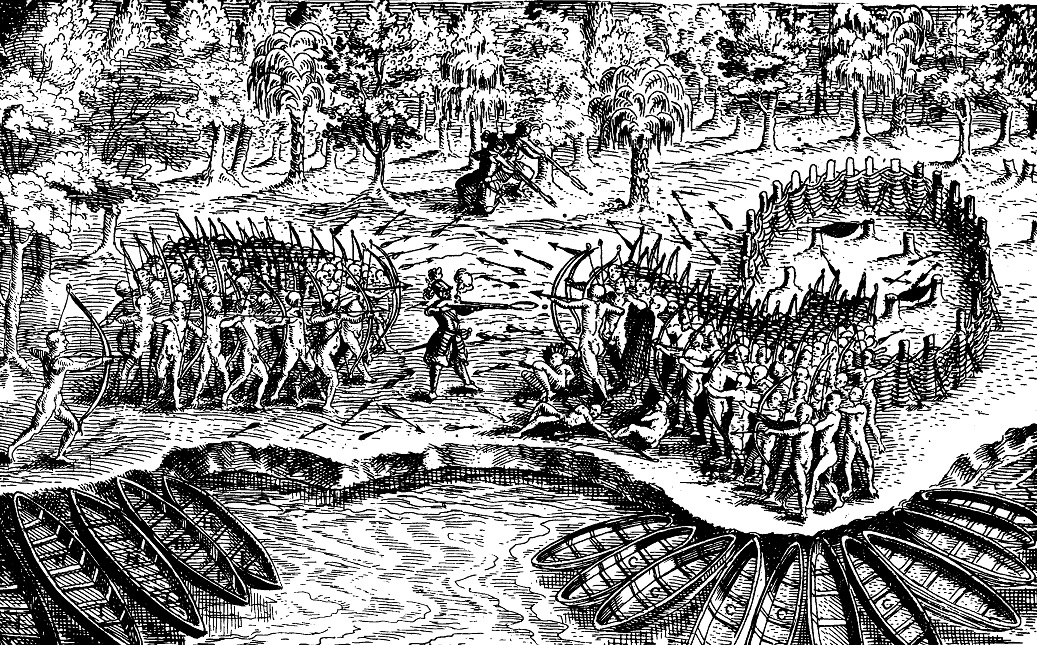illustration of Native Americans in battle